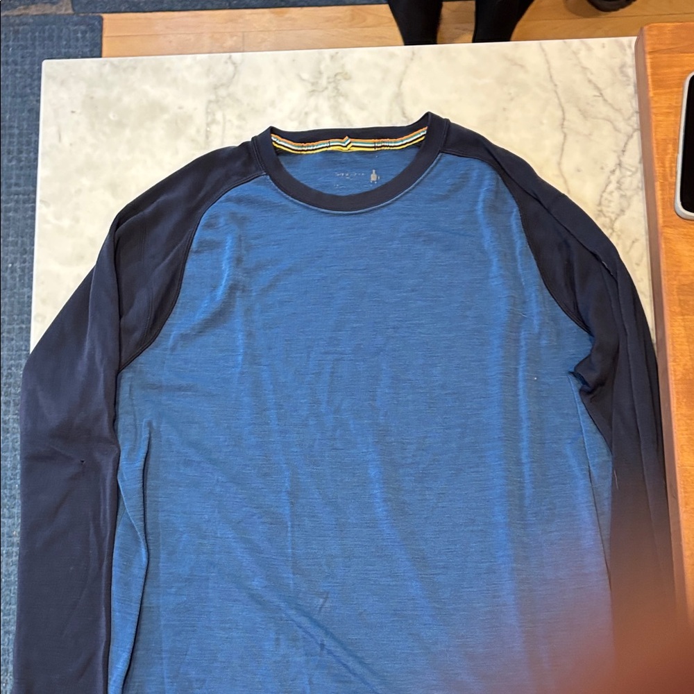Smartwool Blue Body with Navy Raglan Long-Sleeve Shirt